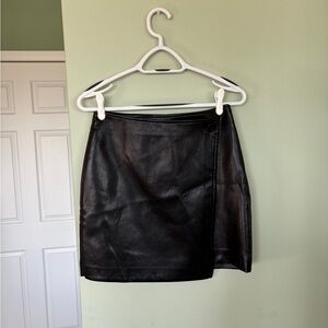 Faux Leather Babaton Mini Skirt with Asymmetrical Detail. Like new